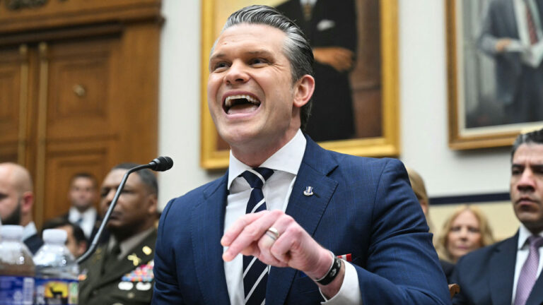 Secretary of War Pete Hegseth speaks to congressmen in a House Armed Services Committee hearing.
