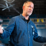 Dan Osborn speaks to supporters at a rally in Nebraska.