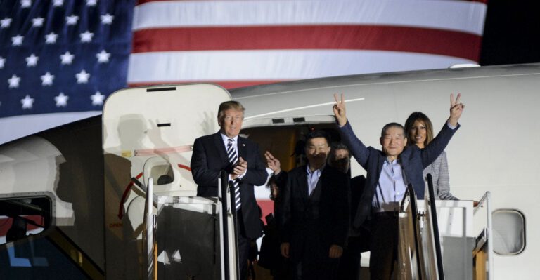 Watch President Trump Welcome Home 3 Prisoners Held Hostage in North Korea