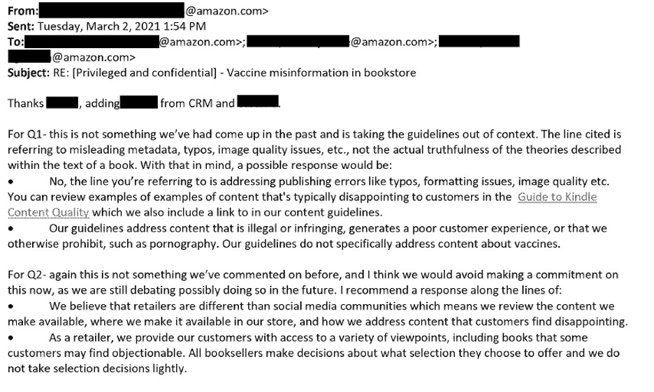 EXCLUSIVE: Amazon Bowed to White House Pressure to Suppress Books Skeptical of COVID-19 Vaccines