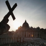 VATICAN CITY- APRIL 2: Pilgrims flock to St Peter's Square for the second night of vigil for the ailing Pope John Paul II. April 2, 2005 in Vatican City. (Photo by Christopher Furlong/Getty Images)