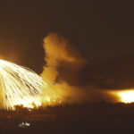 missiles over Lebanon at night