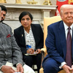 President Donald Trump confers with Indian Prime Minister Narendra Modi at the White House on Thursday.
