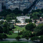 Construction of a helipad and ballroom at the White House seen from a window at the Washington Monument, in Washington, D.C., August 4, 2026. REUTERS/Eric Lee