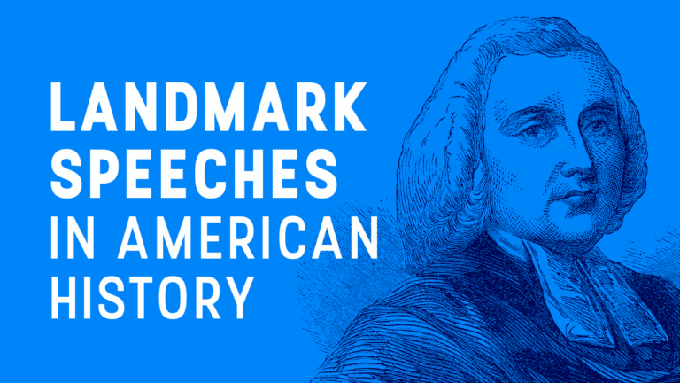 Jonathan Mayhew next to the words "Landmark Speeches of American History"