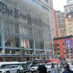 Street view of the front of the New York Times building.