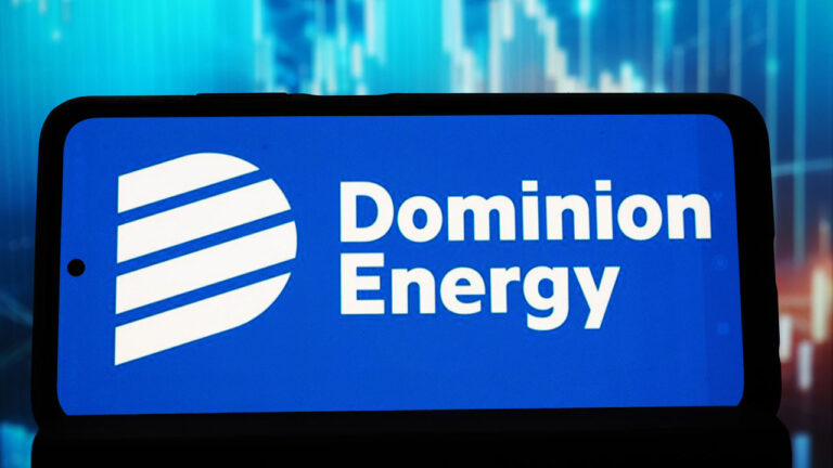 White on blue graphic of Dominion Energy
