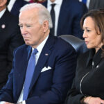 A dour Joe Biden and Kamala Harris sit at the inauguration of Donald Trump.