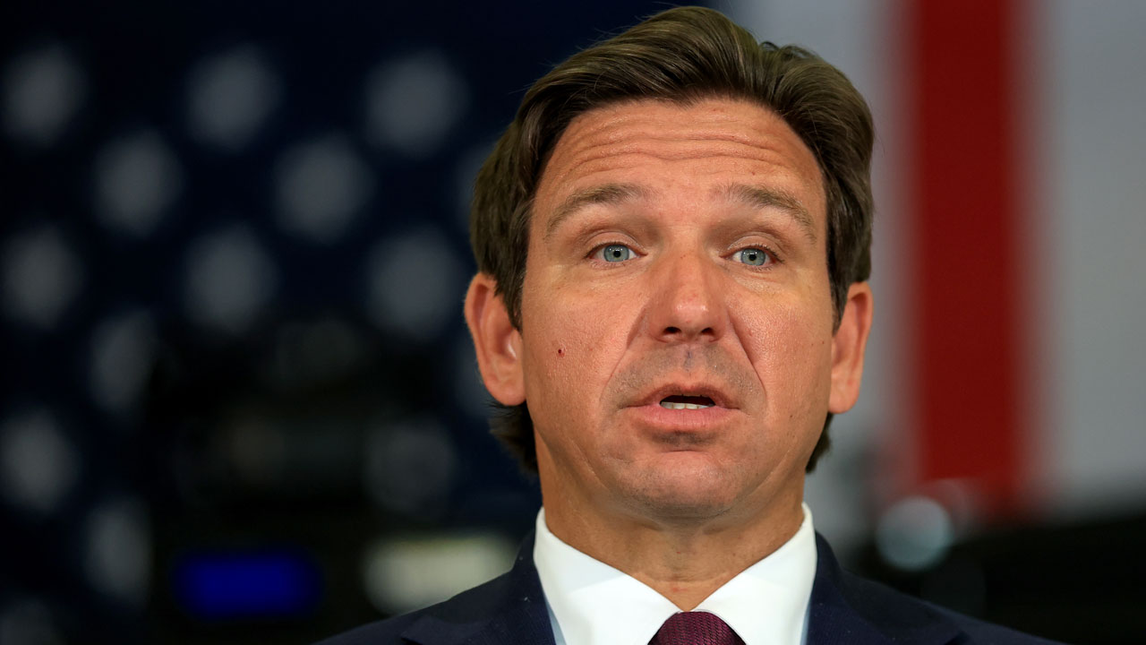 MAY 01: Florida Gov. Ron DeSantis speaks during a press conference held at the ICE-Enforcement and Removal Operation office on May 01, 2025 in Miramar, Florida. DeSantis talked about a multi-agency immigration enforcement effort named Operation Tidal Wave that they say resulted in more than 1,100 arrests in a single week in Florida. (Photo by Joe Raedle/Getty Images)