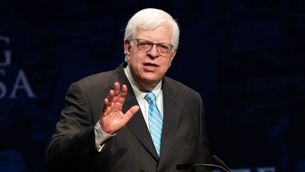 WASHINGTON, DC, UNITED STATES - 2018/07/24: Dennis Prager, nationally syndicated conservative radio talk show host and writer, speaking at the Turning Point High School Leadership Summit in Washington, DC.