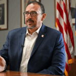 Arizona Secretary of State Adrian Fontes speaks during an interview with AFP in Phoenix, Arizona on June 4, 2024. (Patrick T. Fallon/AFP via Getty Images)