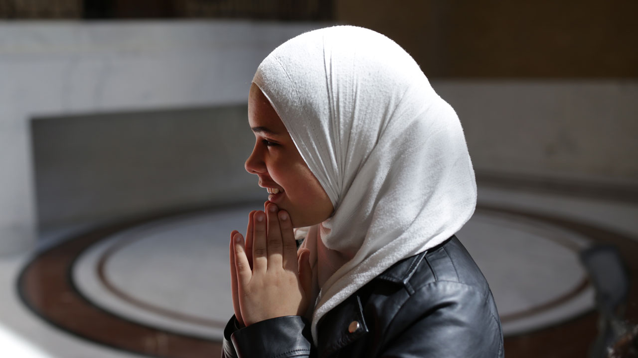 Minha Syed, 15, attends the second CAIR-Massachusetts lobby day at the Massachusetts State House in Boston.
