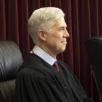 Supreme Court Justice Neil Gorsuch attends a formal investiture ceremony for a local judge at the Washington county courthouse on March 11, 2022 in Hagerstown, Maryland. (Andrew Lichtenstein/Corbis via Getty Images)