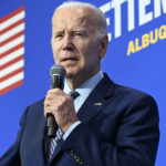 US President Joe Biden speaks at a rally hosted by the Democratic Party of New Mexico at Ted M. Gallegos Community Center in Albuquerque, New Mexico, on November 3, 2022. (Photo by SAUL LOEB / AFP) (Photo by SAUL LOEB/AFP via Getty Images)