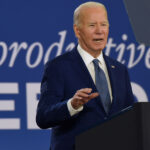 TAMPA, FLORIDA, UNITED STATES - APRIL 23: U.S. President Joe Biden speaks at a reproductive freedom event at Hillsborough Community College on April 23, 2024 in Tampa, Florida. Biden expressed his administration's opposition to Florida's six-week abortion ban signed by Gov. Ron DeSantis that is set to take effect on May 1. (Photo by Paul Hennessy/Anadolu via Getty Images)