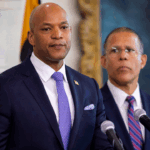 Maryland Governor Wes Moore, Maryland AG Anthony Brown, and Dr. Jeff Kukucka, a legal psychologist from Towson University, announce the findings of an independent audit of the Maryland Office of the Chief Medical Examiner. The report found that in more than half of the 87 cases reviewed, the case reviewers disagreed with the OCME's original determination of manner of death. (Photo by Robb Hill for The Washington Post via Getty Images)