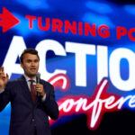 Founder and executive director of Turning Point USA Charlie Kirk speaks at the opening of the Turning Point Action conference on July 15, 2023.