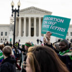Demonstrators gather in front of the Supreme Court as the court hears oral arguments in the case of the U.S. Food and Drug Administration v. Alliance for Hippocratic Medicine on March 26, 2024 in Washington, DC. (Anna Rose Layden/Getty Images)