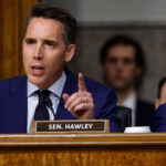 Sen. Josh Hawley speaks during a Senate hearing.