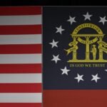 A photo of the Georgia state flag.