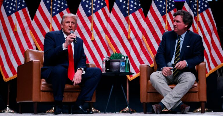 Trump, Tucker Carlson Talk Faith, Fortitude, and the Future at Bookend AZ Rally