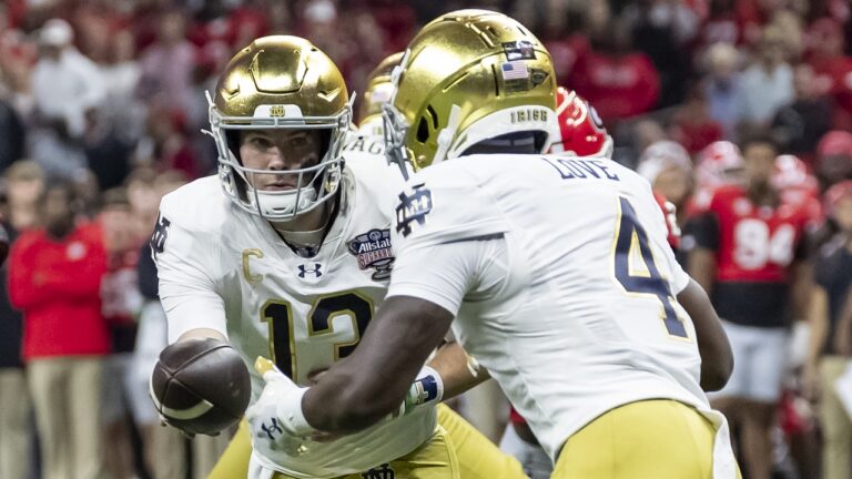 Two football players during a game