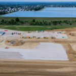 Construction vehicles are seen at the site for a data site in Lewis Center, Ohio.