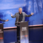 California gubernatorial candidates face off on stage in Claremont California.