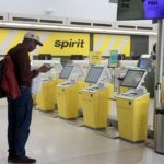 A Spirit Airlines passenger in an airport