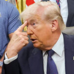President Donald Trump gestures as he speaks during a proclamation signing May 05, 2026 in Washington, DC.