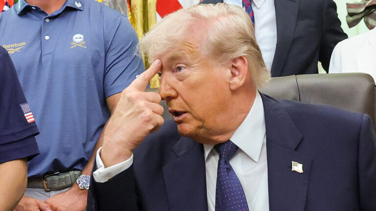 President Donald Trump gestures as he speaks during a proclamation signing May 05, 2026 in Washington, DC.
