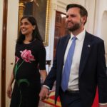Second lady Usha Vance and U.S. Vice President JD Vance holding hands