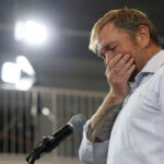 Democratic U.S. Senate candidate Graham Platner speaks at his Primary Election event on June 9, 2026 in Blue Hill, Maine.