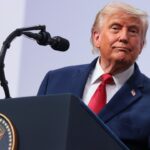 U.S. President Donald Trump at a podium