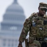 A member of the National Guard on patrol