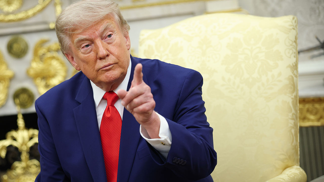 President Donald Trump takes questions from the media during a bilateral meeting with President of Lebanon Joseph Aoun in the Oval Office of the White House on July 21, 2026. (Kevin Dietsch/Getty Images)
