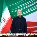 A handout photo made available by the Iranian Presidential Office shows Iran's President Masoud Pezeshkian attending a press conference in the capital Tehran, on August 8, 2026. (Iranian Presidential Office / AFP / Getty Images)