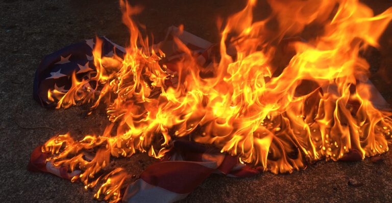 ‘America Was Never Great!’: Communist Group Burns American Flag as Trump Visits