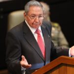 Former Cuban President Raul Castro standing