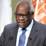 AUSTIN, TEXAS - APRIL 15: U.S. Supreme Court Justice Clarence Thomas speaks during a special lecture celebrating the 250th anniversary of the signing of the Declaration of Independence at Hogg Memorial Auditorium at the University of Texas on Wednesday, April 15, 2026. (Jay Janner/The Austin American-Statesman via Getty Images)
