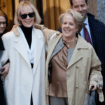 E. Jean Carroll (L) and her lawyer Roberta Kaplan (R) leave Manhattan Federal Court following the conclusion of the civil defamation trial against former President Donald Trump on January 26, 2024 in New York City. A jury awarded Carroll a total of $83.3 million dollars in her week long civil defamation trial against former President Trump, including $18.3 million in compensatory damages and $65 million in punitive damages, finding that Trump acted maliciously for one of the two statements at issue. (Photo by Michael M. Santiago/Getty Images)