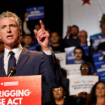 California Gov. Gavin Newsom speaks about the Election Rigging Response Act at a press conference at the Democracy Center at the Japanese American National Museum on Aug. 14, 2025, in Los Angeles.
