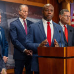 Sen. Tim Scott speaks at a press conference in March on the SAVE America Act.