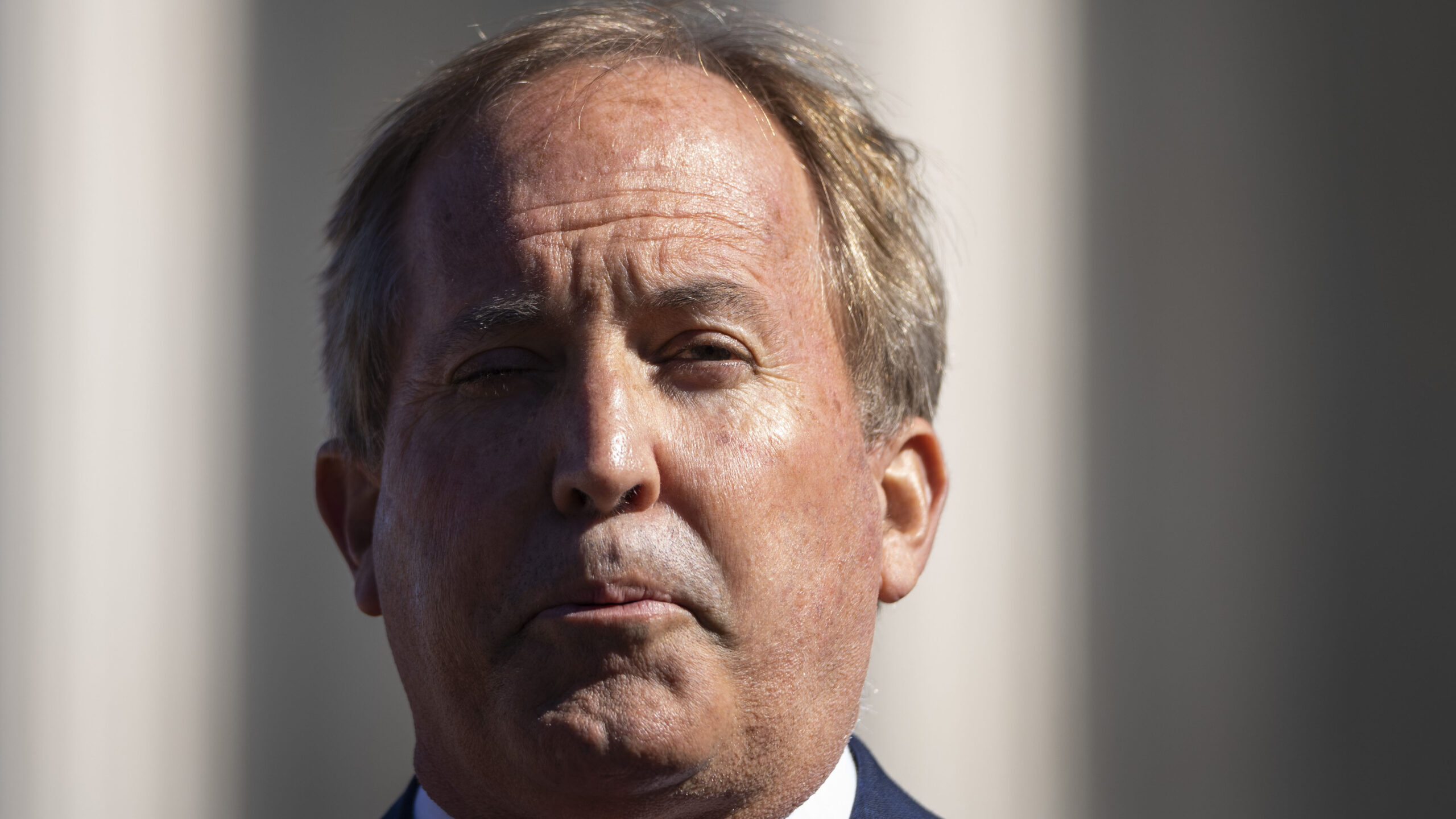 Texas Attorney General Ken Paxton speaks outside the U.S. Supreme Court on November 01, 2021 in Washington, DC. On Monday, the Supreme Court heard arguments in a challenge to the controversial Texas abortion law which bans abortions after 6 weeks. (Photo by Drew Angerer/Getty Images)