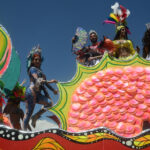 A float with costumed participants passes by during the 2025 Denver Pride Parade on June 29, 2025 in Denver, Colorado. Organizers estimate that over 100,000 will attend the LGBTQ+ pride festivities. (Photo by Mark Makela/Getty Images)