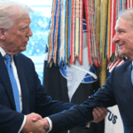 President Donald Trump (L) shakes hands with Paul Atkins, newly sworn-in as Chairman of the Securities and Exchange Commission., in the Oval Office of the White House on Washington, DC, April 22, 2025. Under Atkins, the SEC has dropped legal proceedings against major cryptocurrency platforms like Coinbase and Kraken that were initiated during former president Joe Biden's term. Biden's administration had implemented restrictions on banks holding cryptocurrencies -- which have since been lifted -- and allowed former SEC chairman Gary Gensler to pursue aggressive enforcement. (Saul Loeb//AFP via Getty Images)
