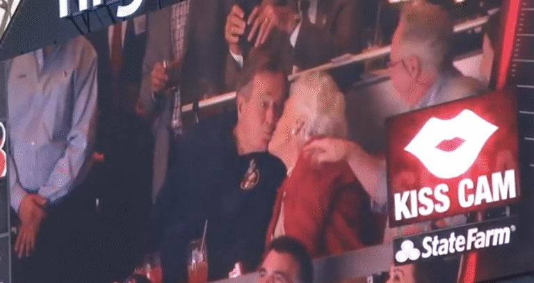 See George H.W. Bush’s Face When He Realizes He’s on the Kiss Cam