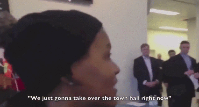 Raw Video: Protesters Disrupt 100-Year-Old Navy Veteran’s Award Ceremony
