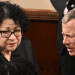 Supreme Court Chief Justice John Roberts and US Supreme Court Associate Justice Sonia Sotomayor look on prior to US President Joe Biden's State of the Union address in the House Chamber of the US Capitol in Washington, DC, on March 7, 2024. (Photo by Mandel NGAN / AFP) (Mandel Ngan/AFP via Getty Images)