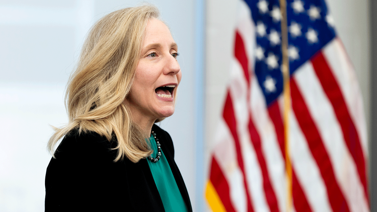 Gov. Abigail Spanberger speaks during a ceremonial bill signing event at Highland Springs High School in Richmond, Va., Monday, May 18, 2026. (Mike Kropf/Richmond Times-Dispatch)